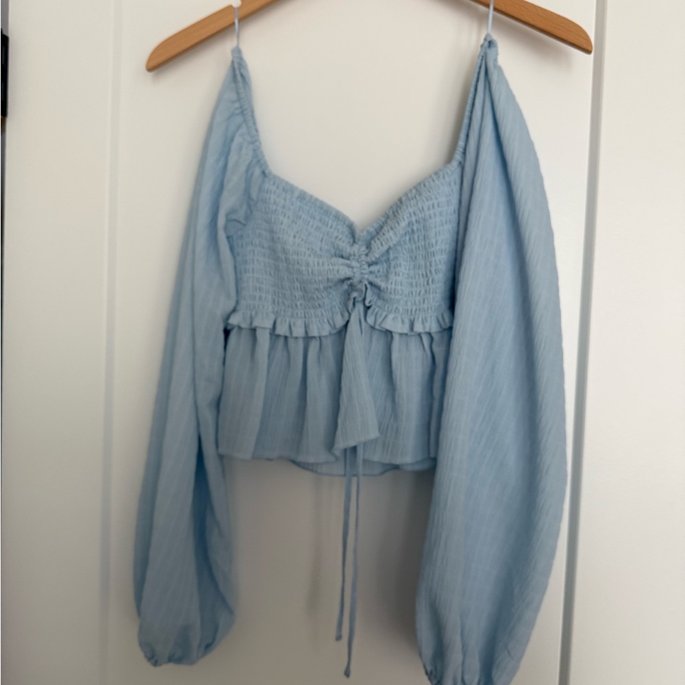 Light Blue Smocked WAYF Top